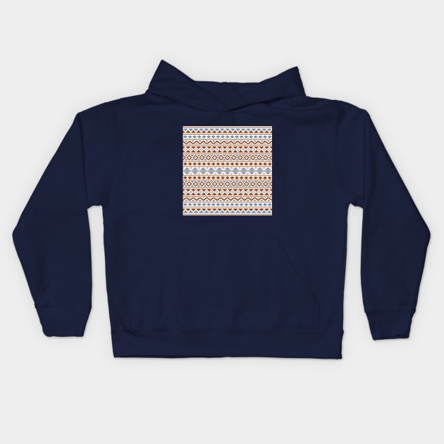 Aztec Essence Pattern II Blue Rust Cream Kids Hoodie by NataliePaskell